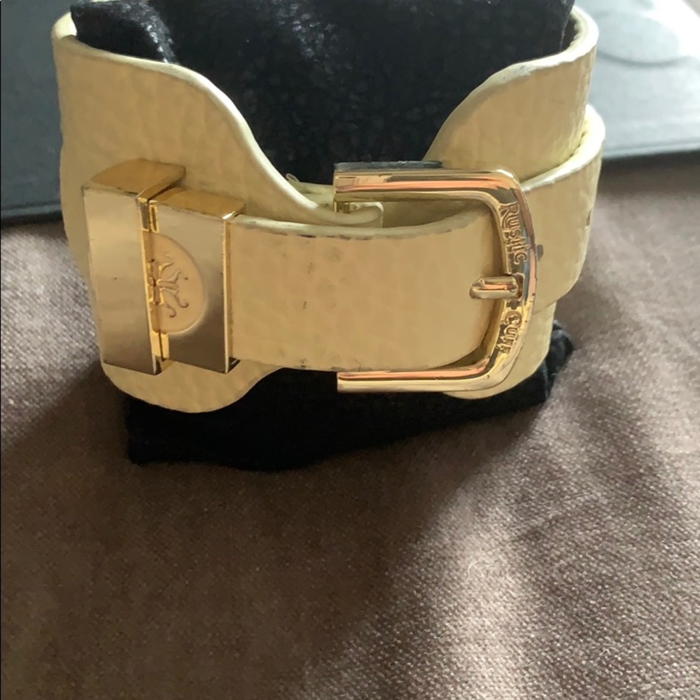 Rustic Cuff off white leather cuff bracelet